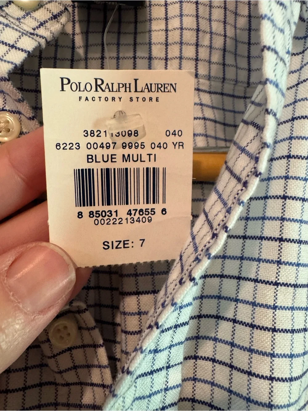 Polo by Ralph Lauren White Blue Check Button-Down Shirt - Boys